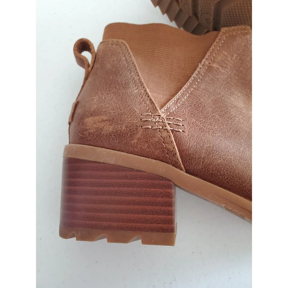 Sorel Cate Chelsea Boots Womens 8 Brown Leather Block Heel NL3712-242 - Picture 10 of 11